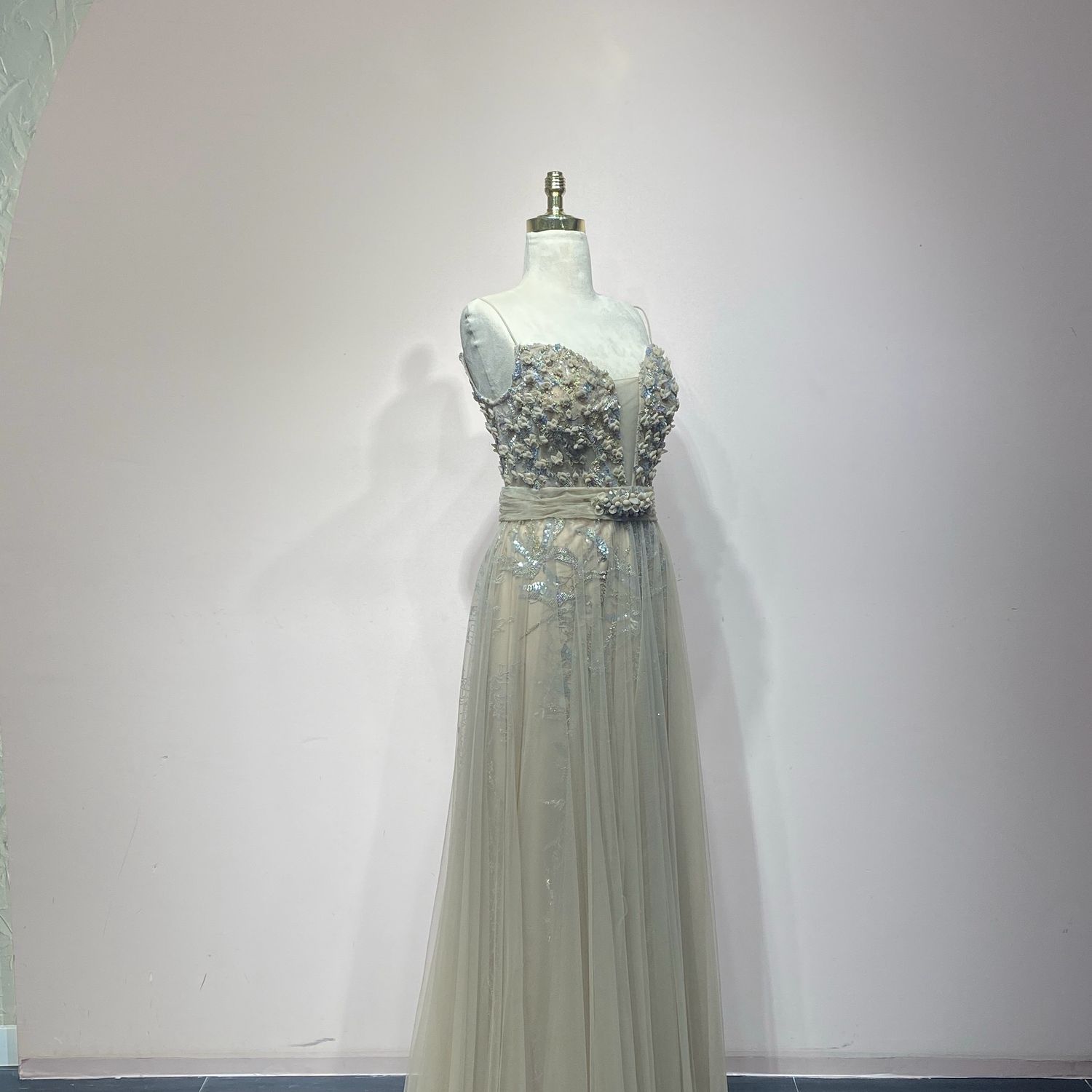 Vestido Largo Color Nude Talla 48/16