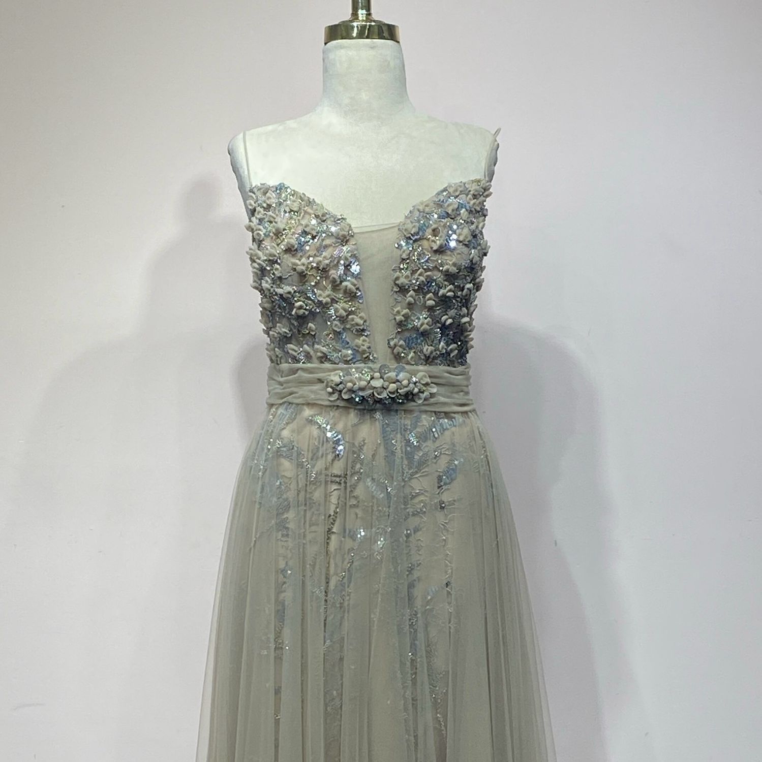 Vestido Largo Color Nude Talla 48/16