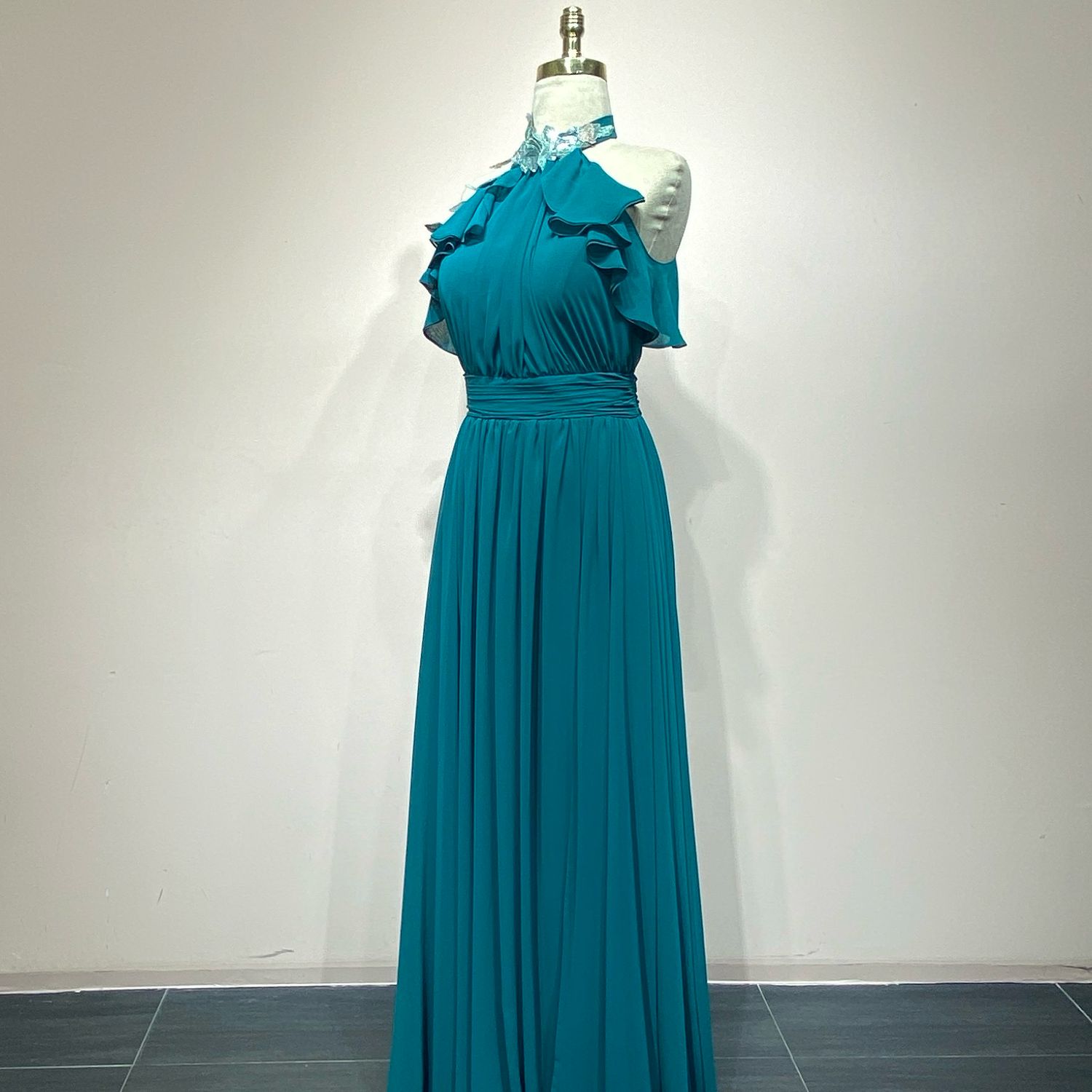 Vestido Largo Color Turquesa Talla 42/10