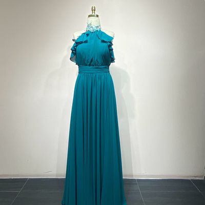 Vestido Largo Color Turquesa Talla 42/10