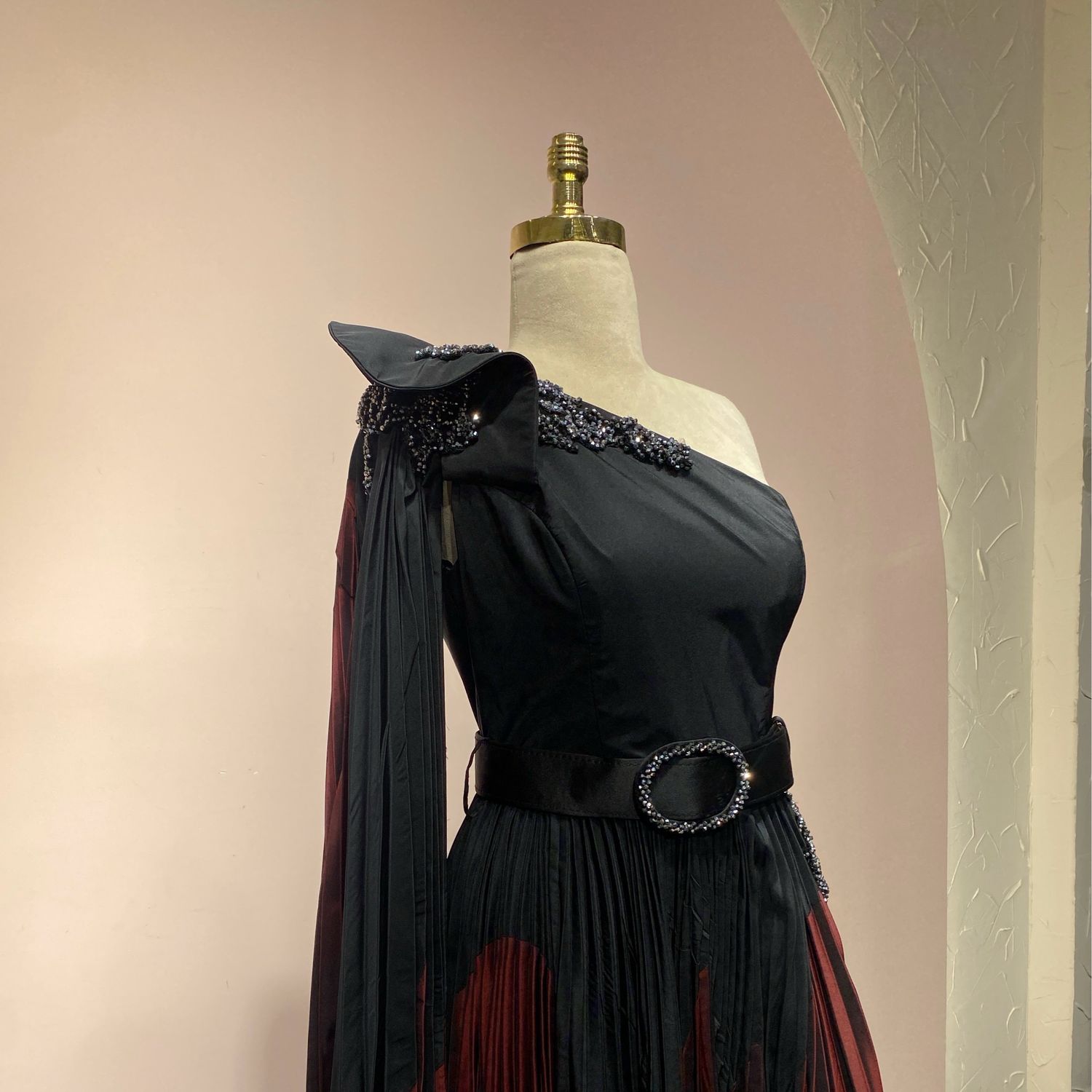 Vestido Largo - Negro/rojo - Talla 44