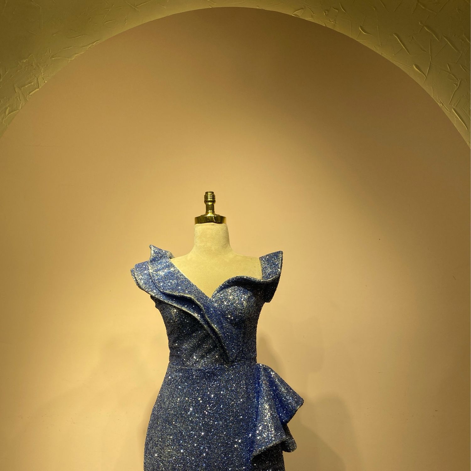 Vestido largo color azul tipo degrade, talla 42 - M