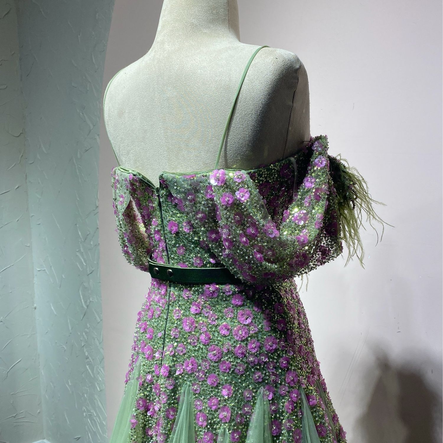 VESTIDO LARGO COLOR VERDE MENTA TALLA 38