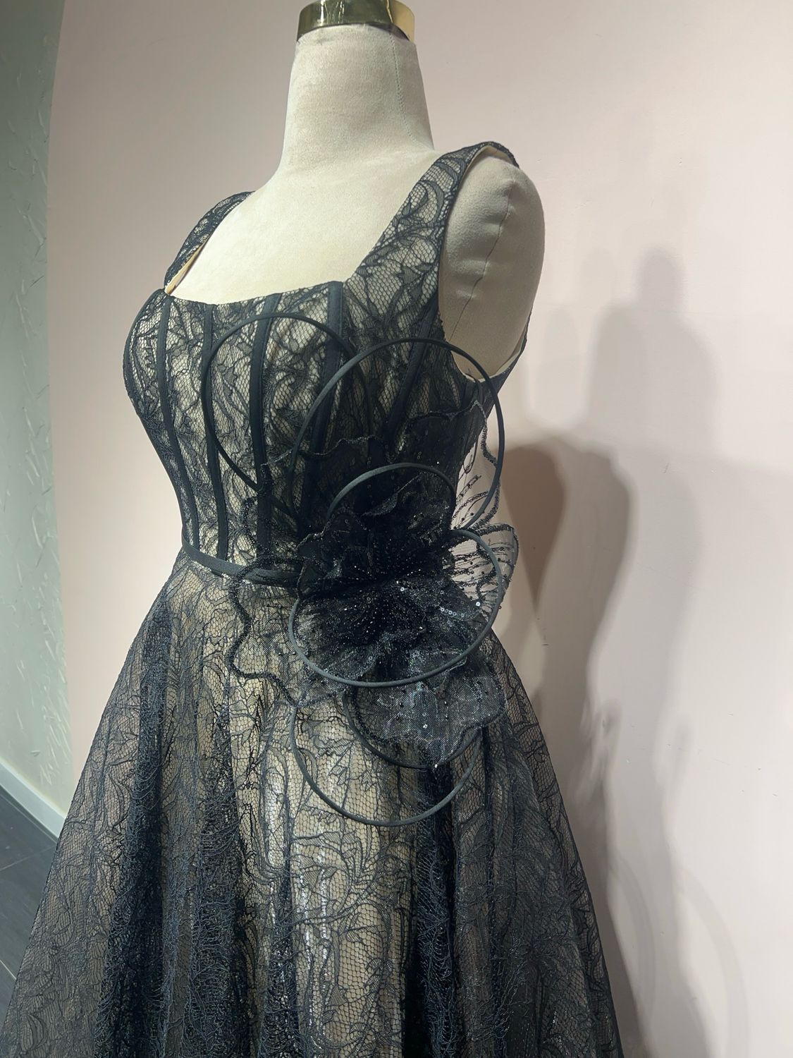 Vestido corto - Negro/Beige - talla 40