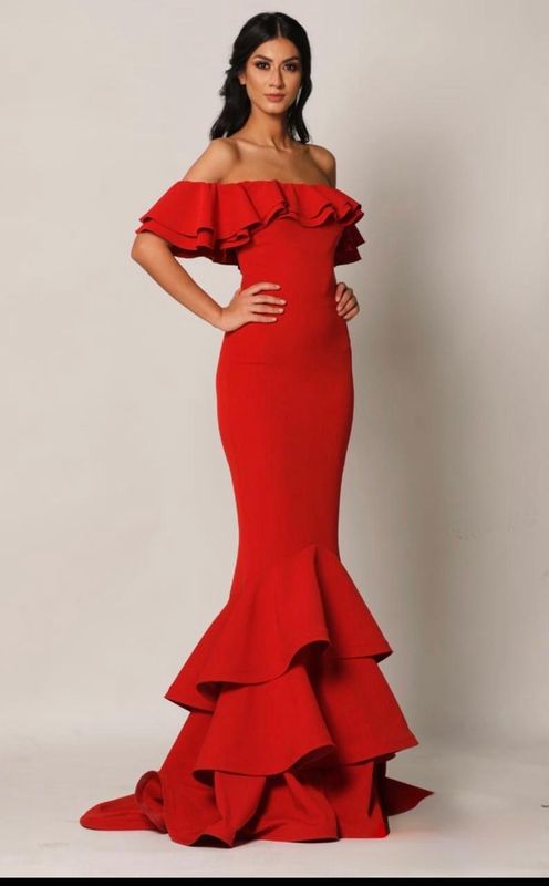 Vestido Largo,	Rojo Persia	,Talla	48