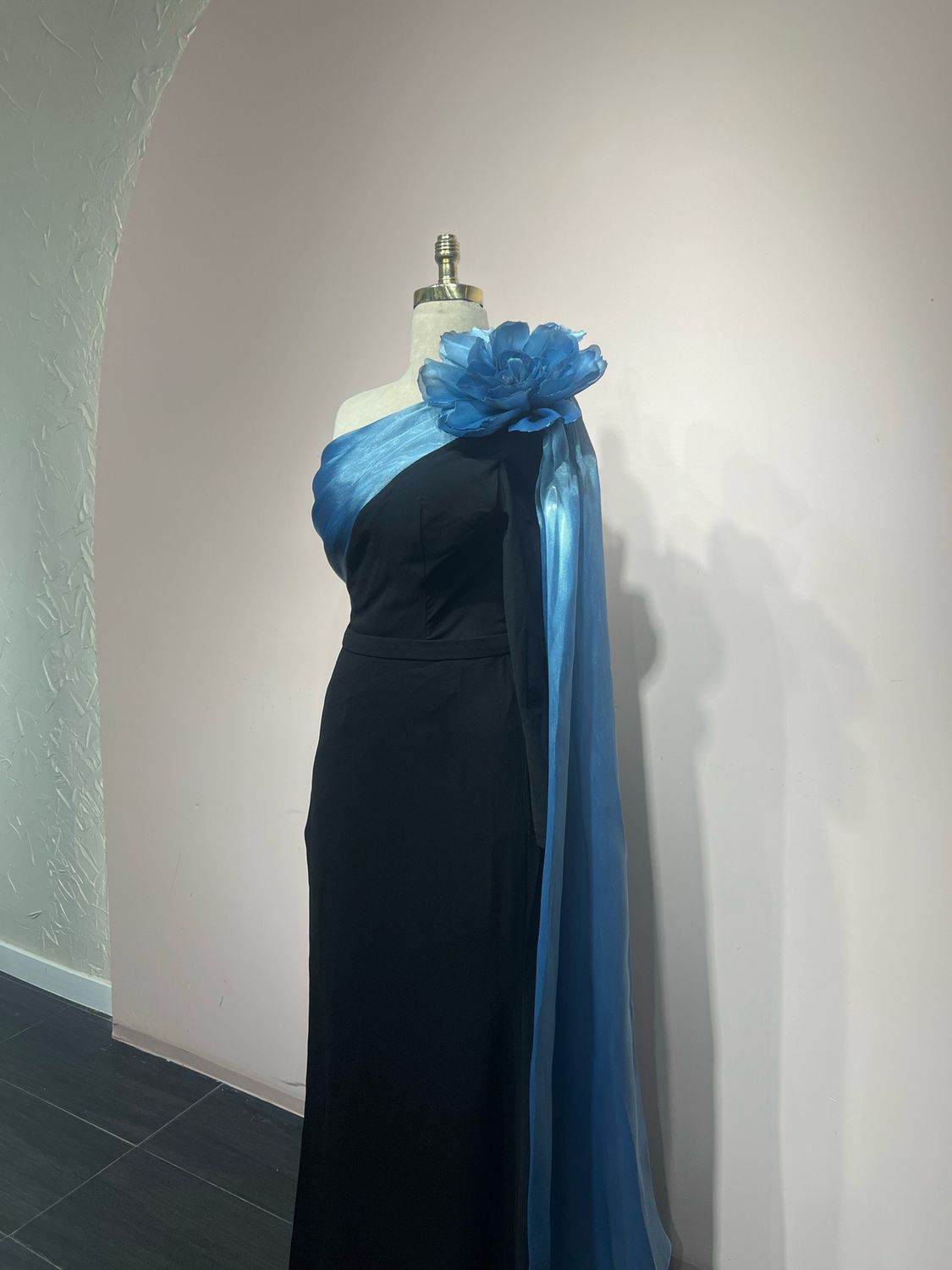 Vestido largo - Negro/Azul - talla 42