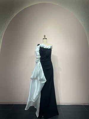Vestido largo - Negro/Blanco - talla 42