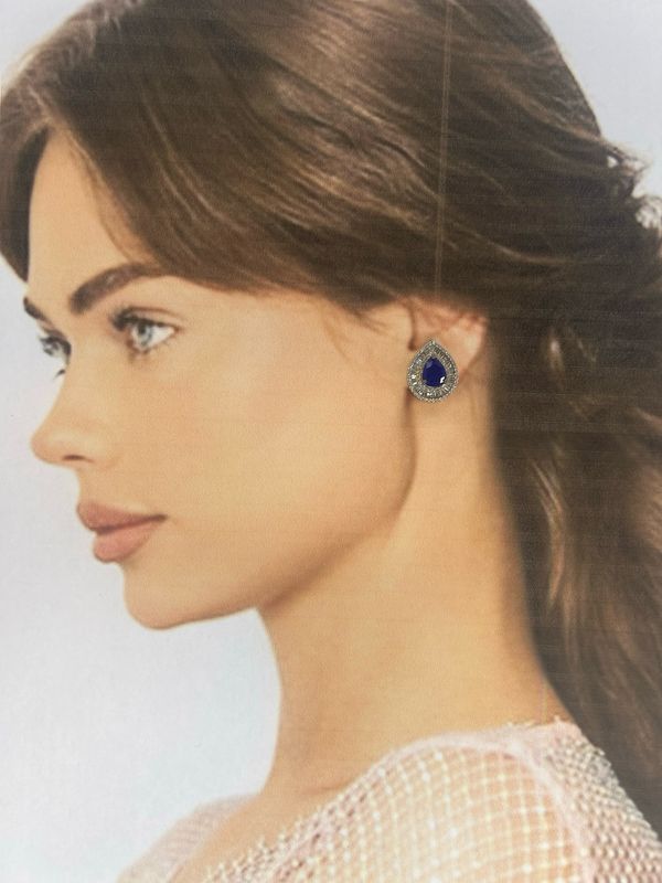 Aretes chicos piedra azul