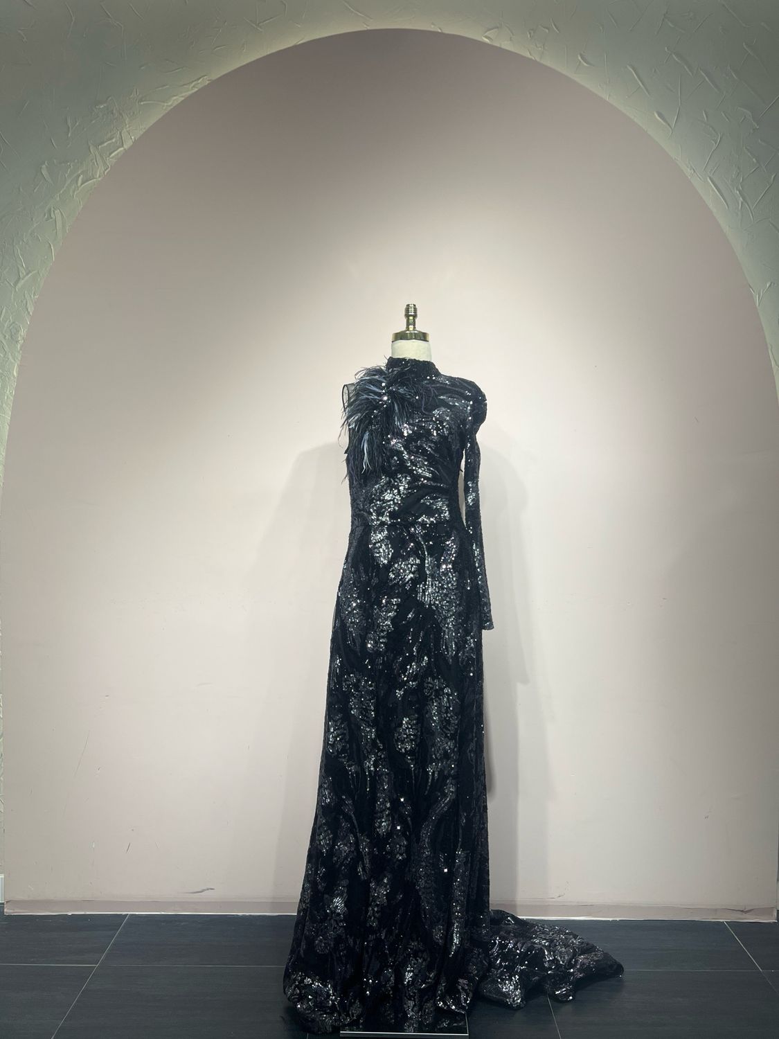 Vestido Largo -  Negro y plateado - Talla 42