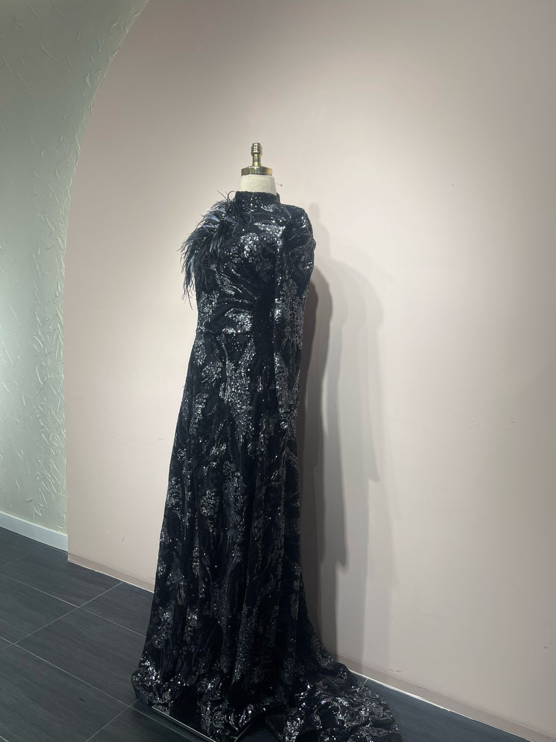 Vestido Largo -  Negro y plateado - Talla 42