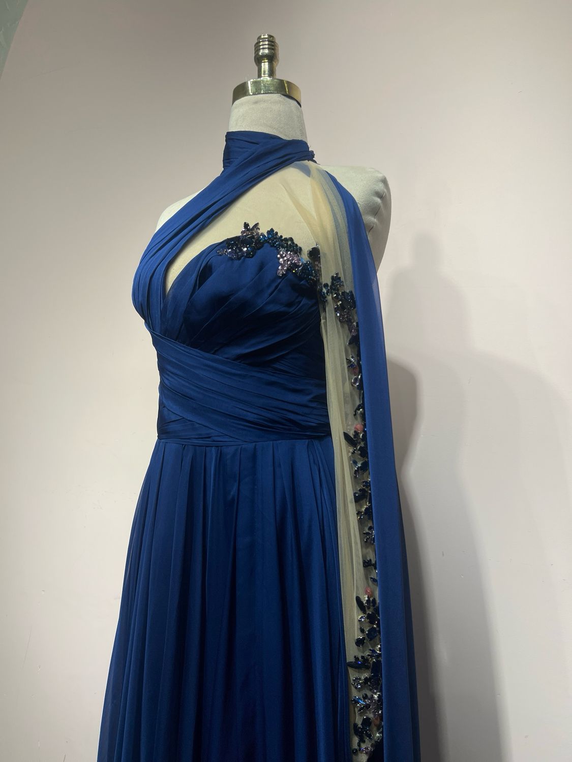 Vestido Largo,	Azul Navy	,Talla	40