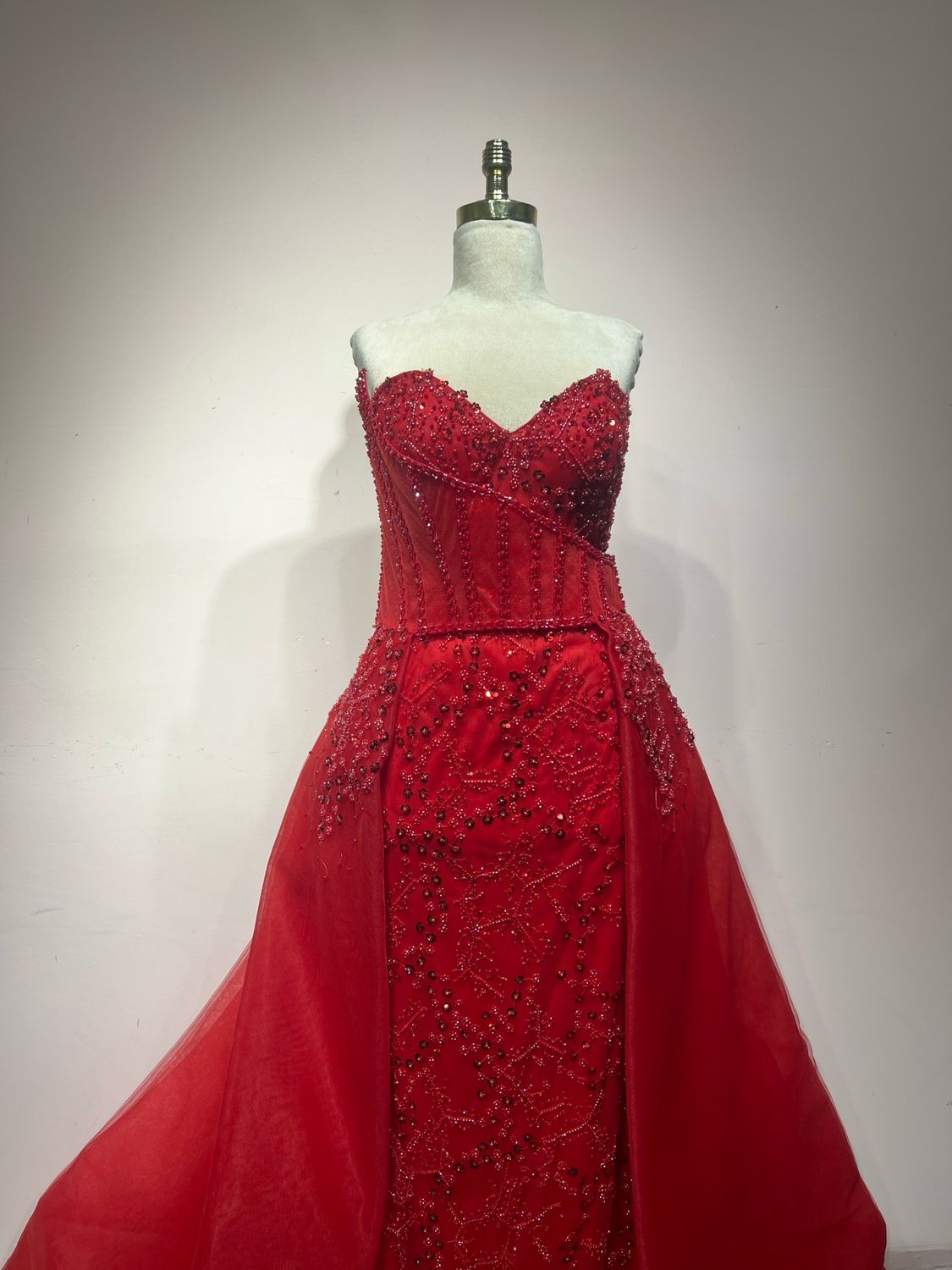 Vestido largo/con sobre falda - Rojo - talla 44