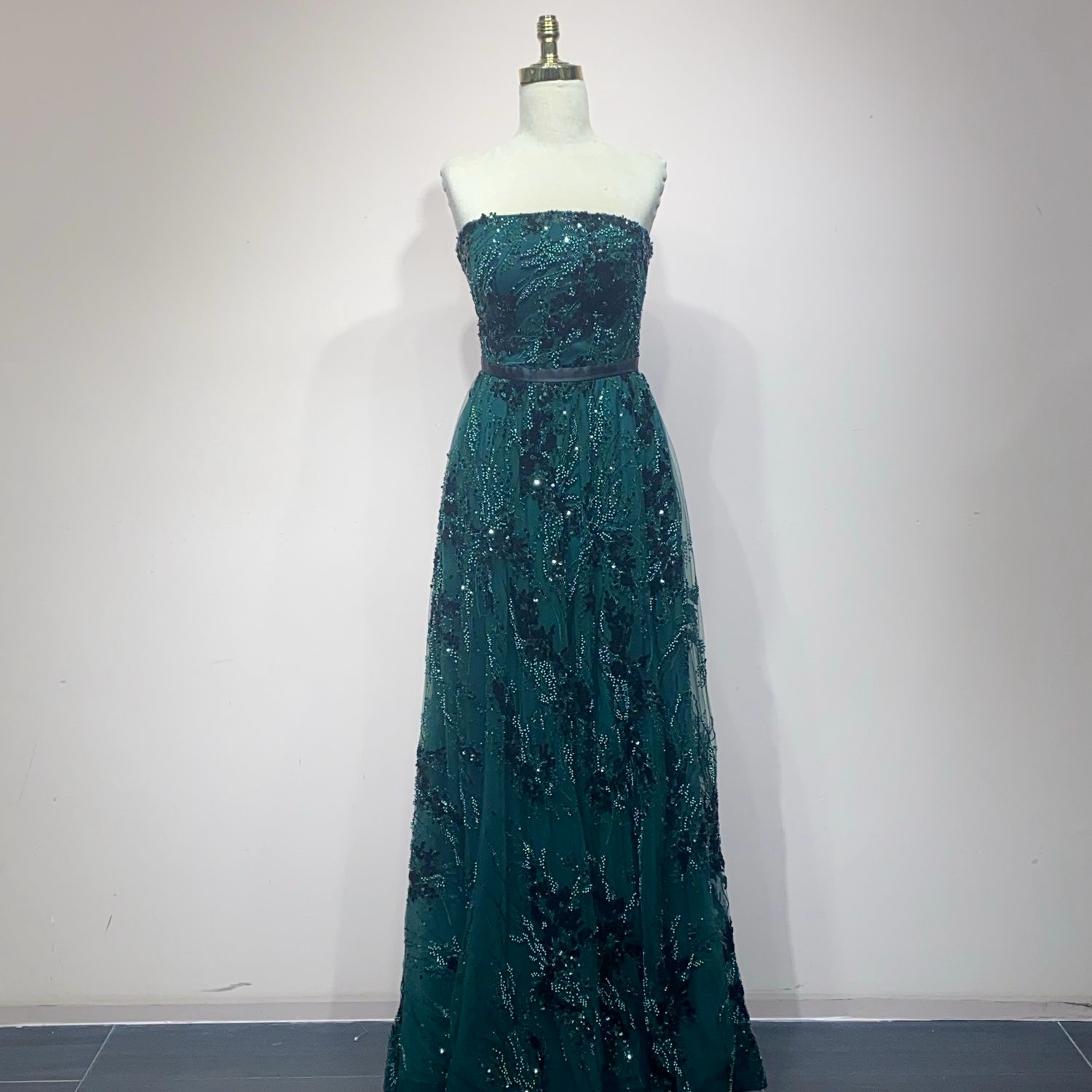 Vestido Largo Color Verde Talla 44/12