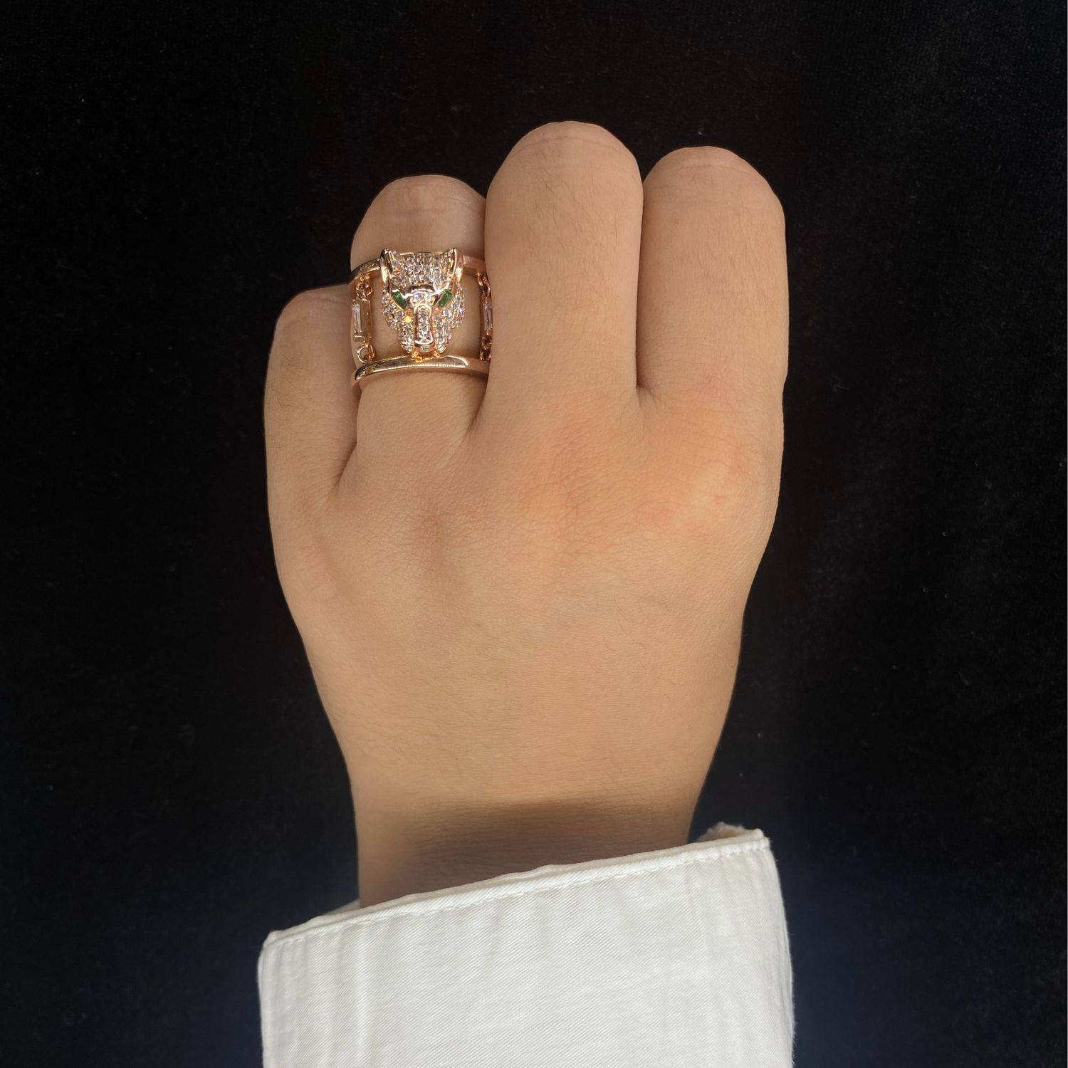 ANILLO ROSE GOLD - TIGRE CON OJOS VERDES