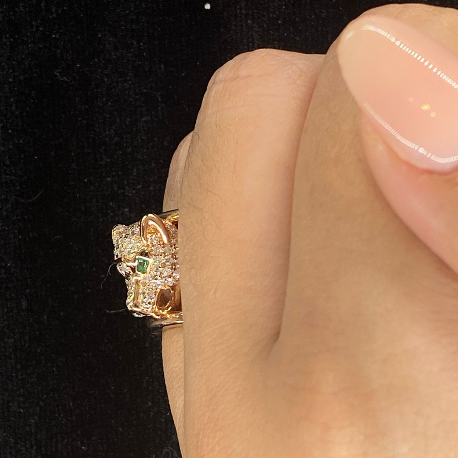 ANILLO ROSE GOLD - TIGRE CON OJOS VERDES