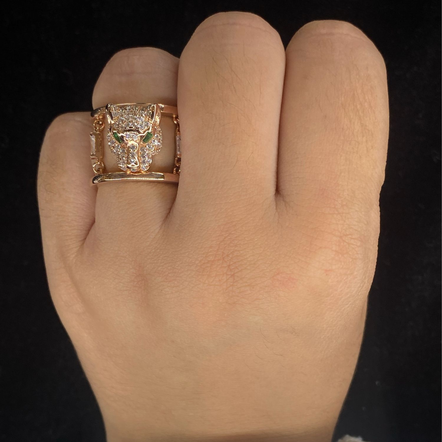 ANILLO ROSE GOLD - TIGRE CON OJOS VERDES