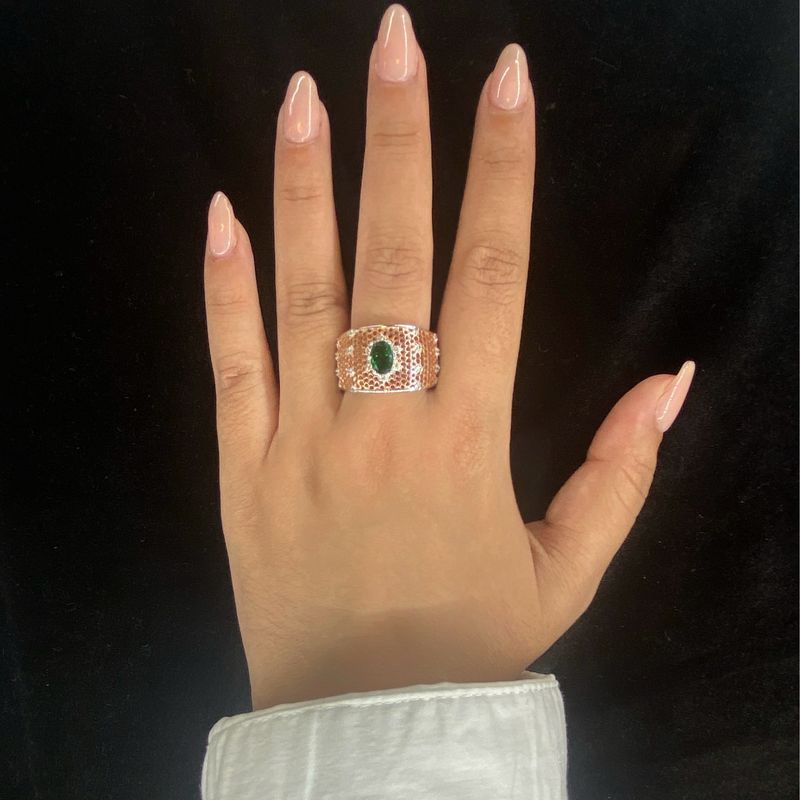 Anillo Rose Gold  pedrería verde