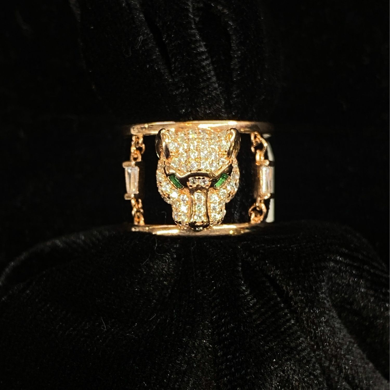 ANILLO ROSE GOLD - TIGRE CON OJOS VERDES