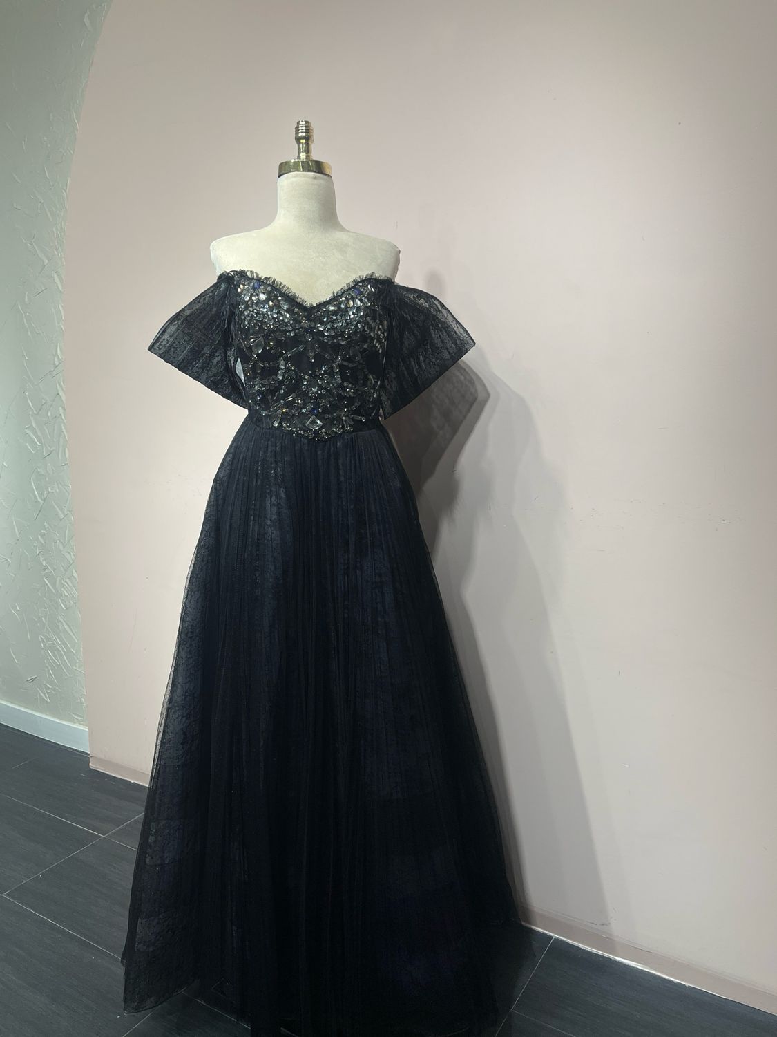 Vestido Largo,	Negro	,Talla	44