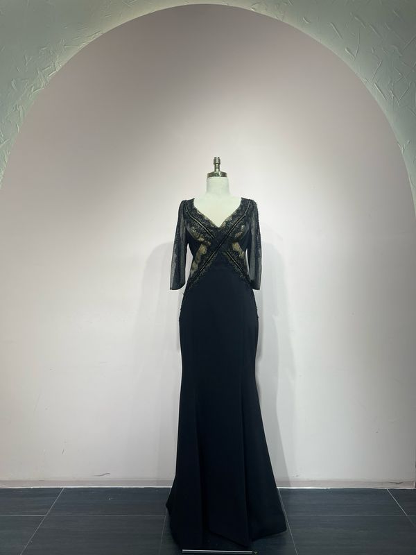 Vestido Largo,	Negro	,Talla	46