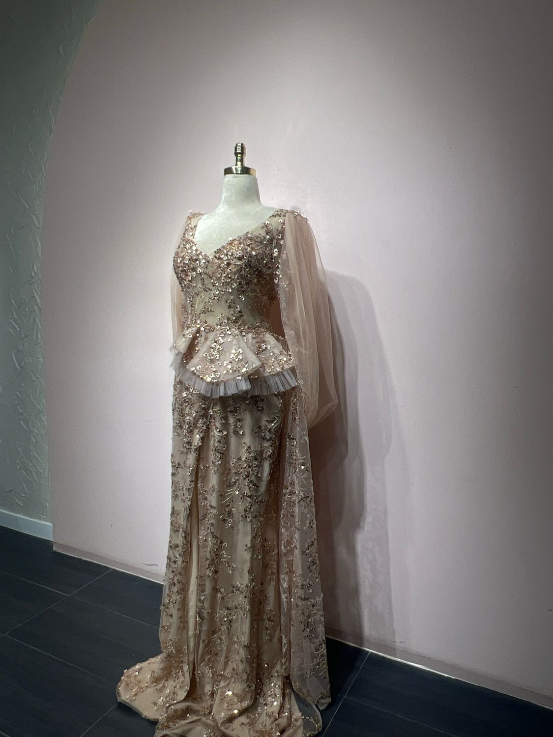 Vestido largo - Beige - talla 44