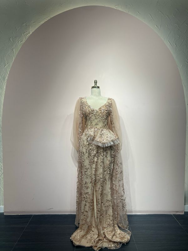 Vestido largo - Beige - talla 44