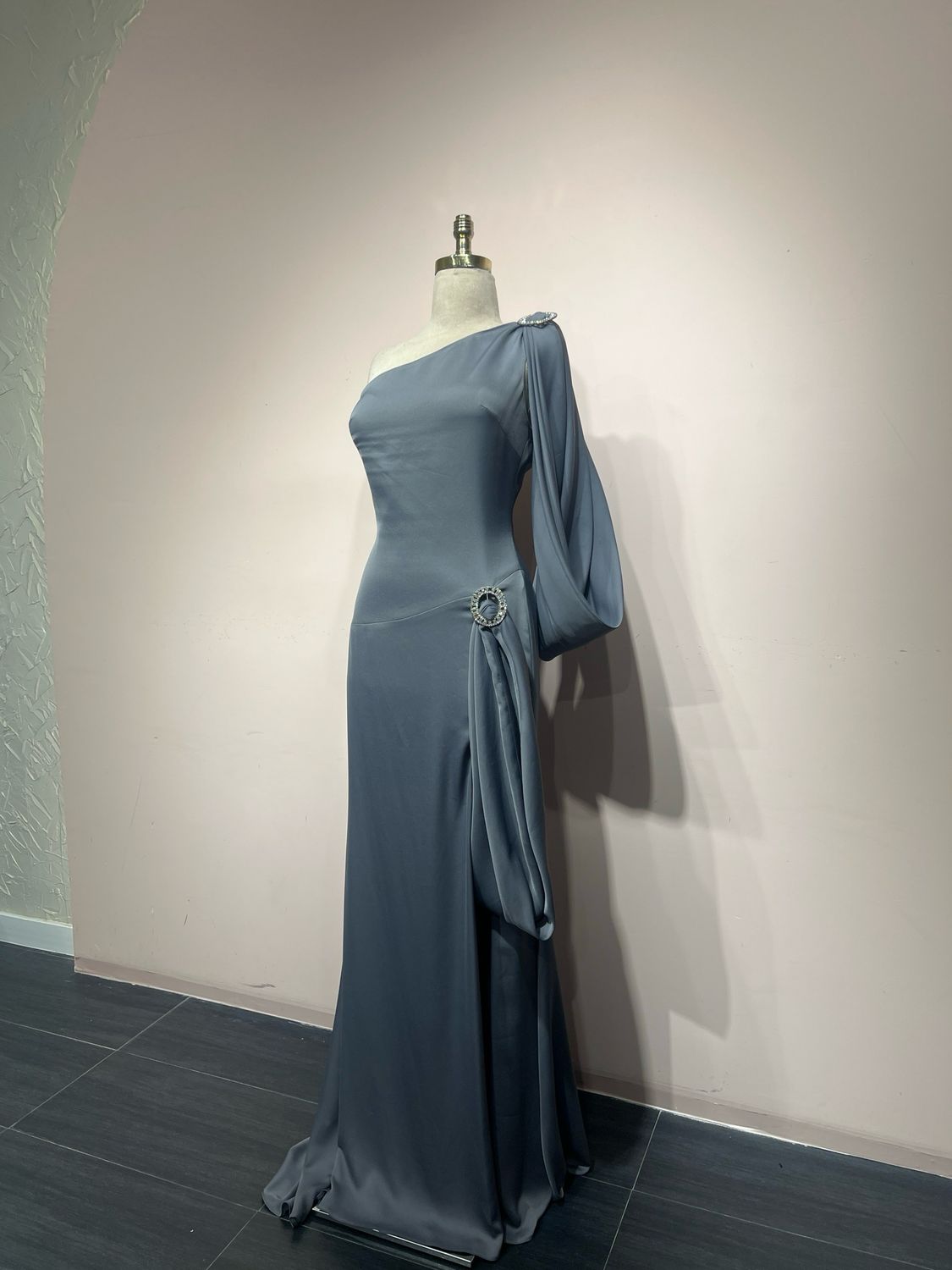 Vestido largo, Gris, talla 40