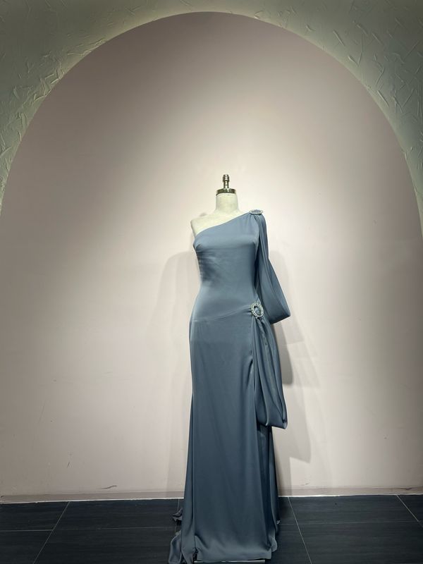 Vestido largo, Gris, talla 40