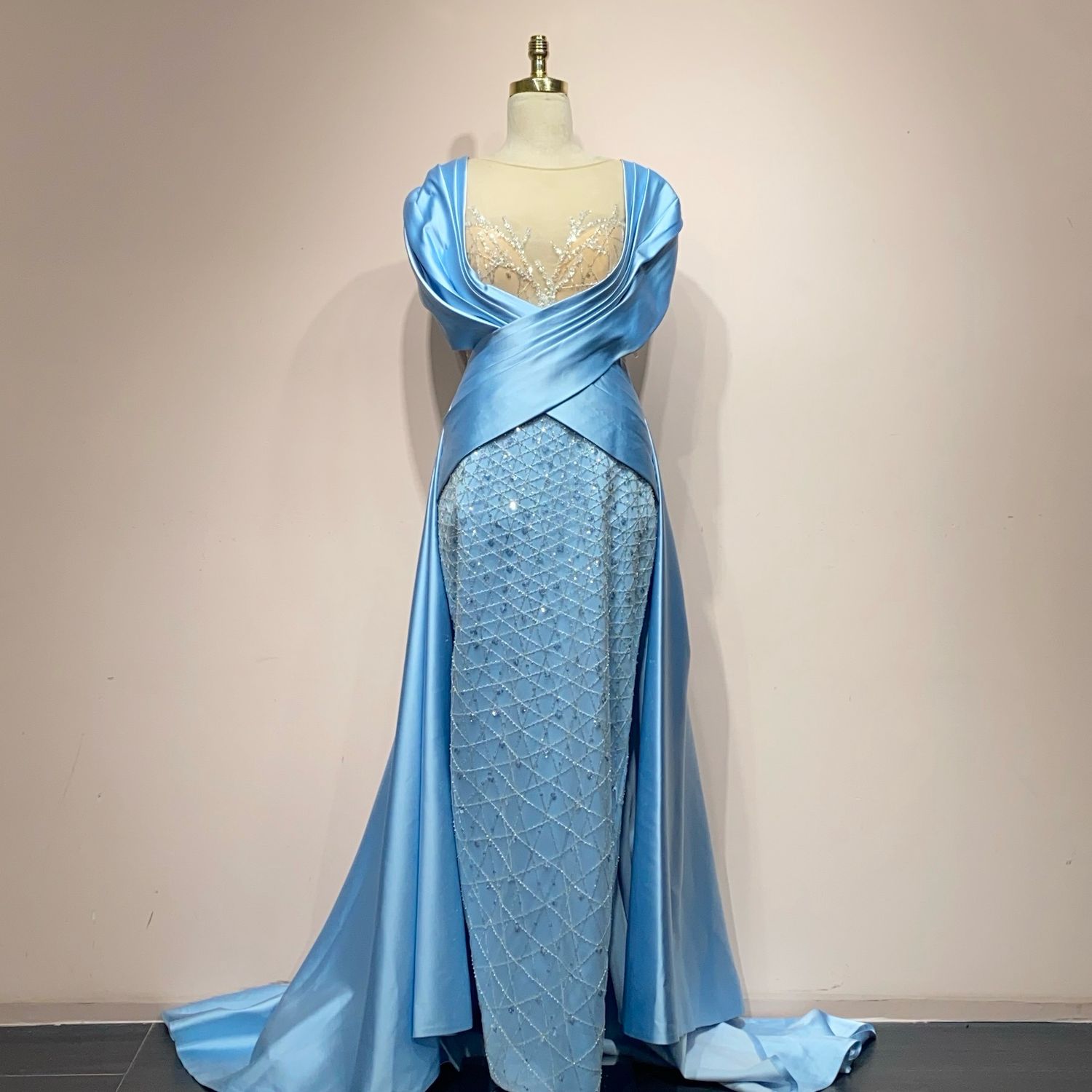 Vestido Largo Color Celeste Talla 46/14