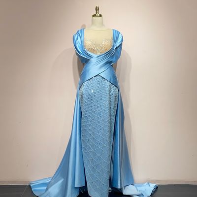 Vestido Largo Color Celeste Talla 46/14