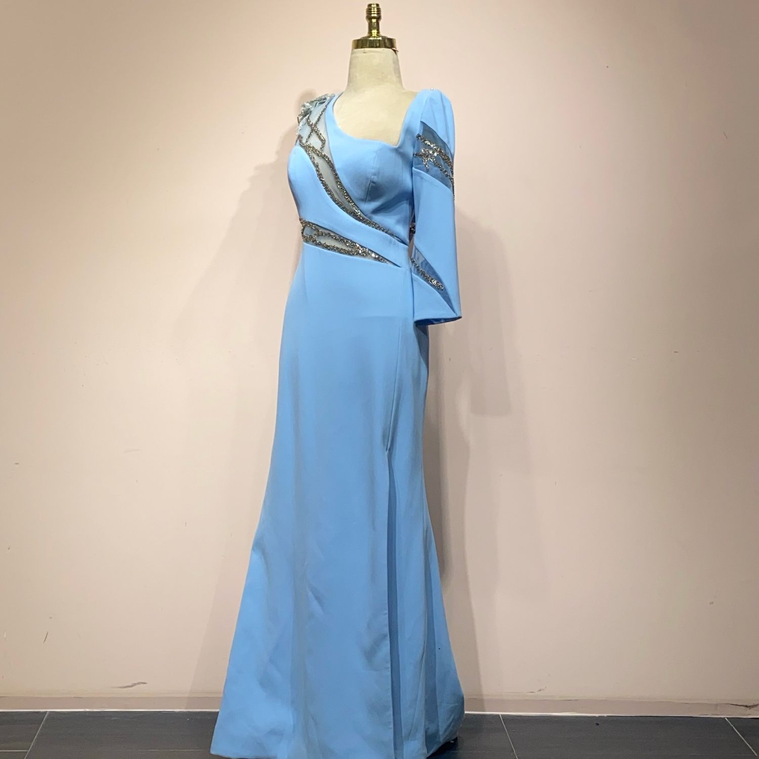 Vestido Largo, Celeste , Talla 44
