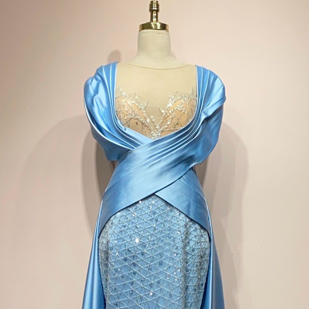 Vestido Largo Color Celeste Talla 46/14
