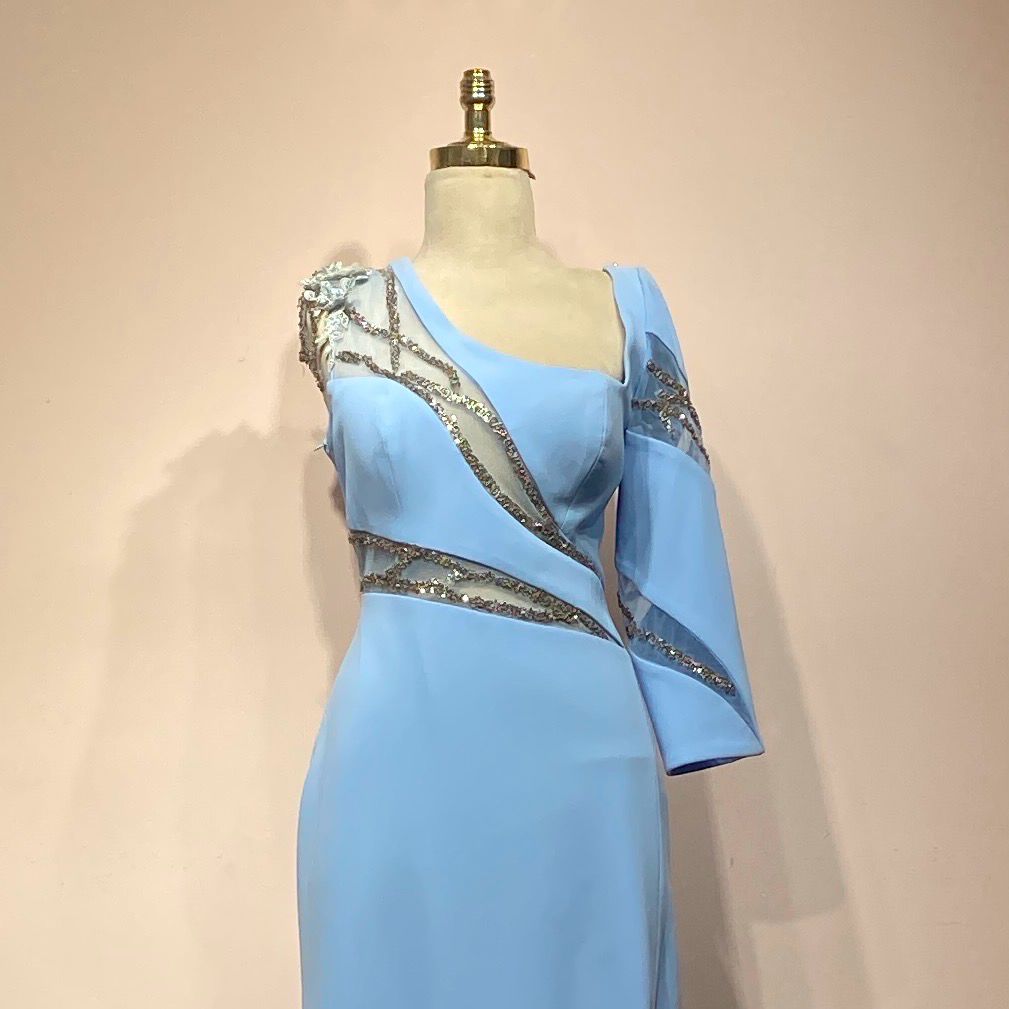 Vestido Largo, Celeste , Talla 44