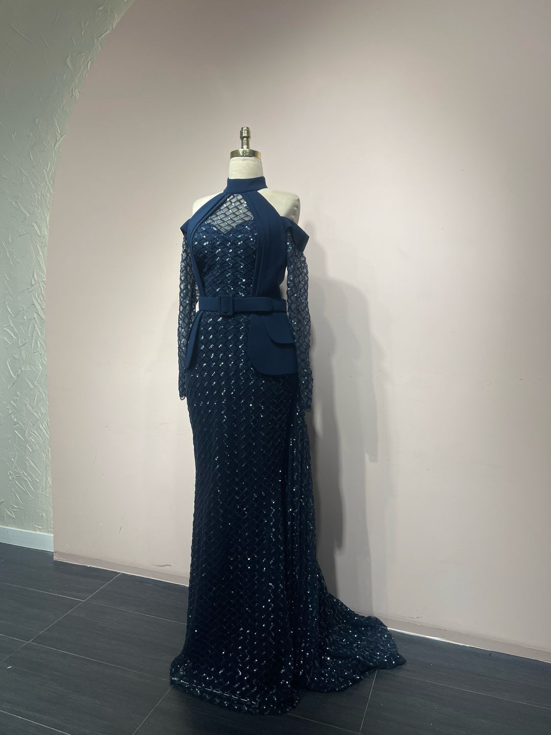 Vestido Largo,	Azul Navy	,Talla	42
