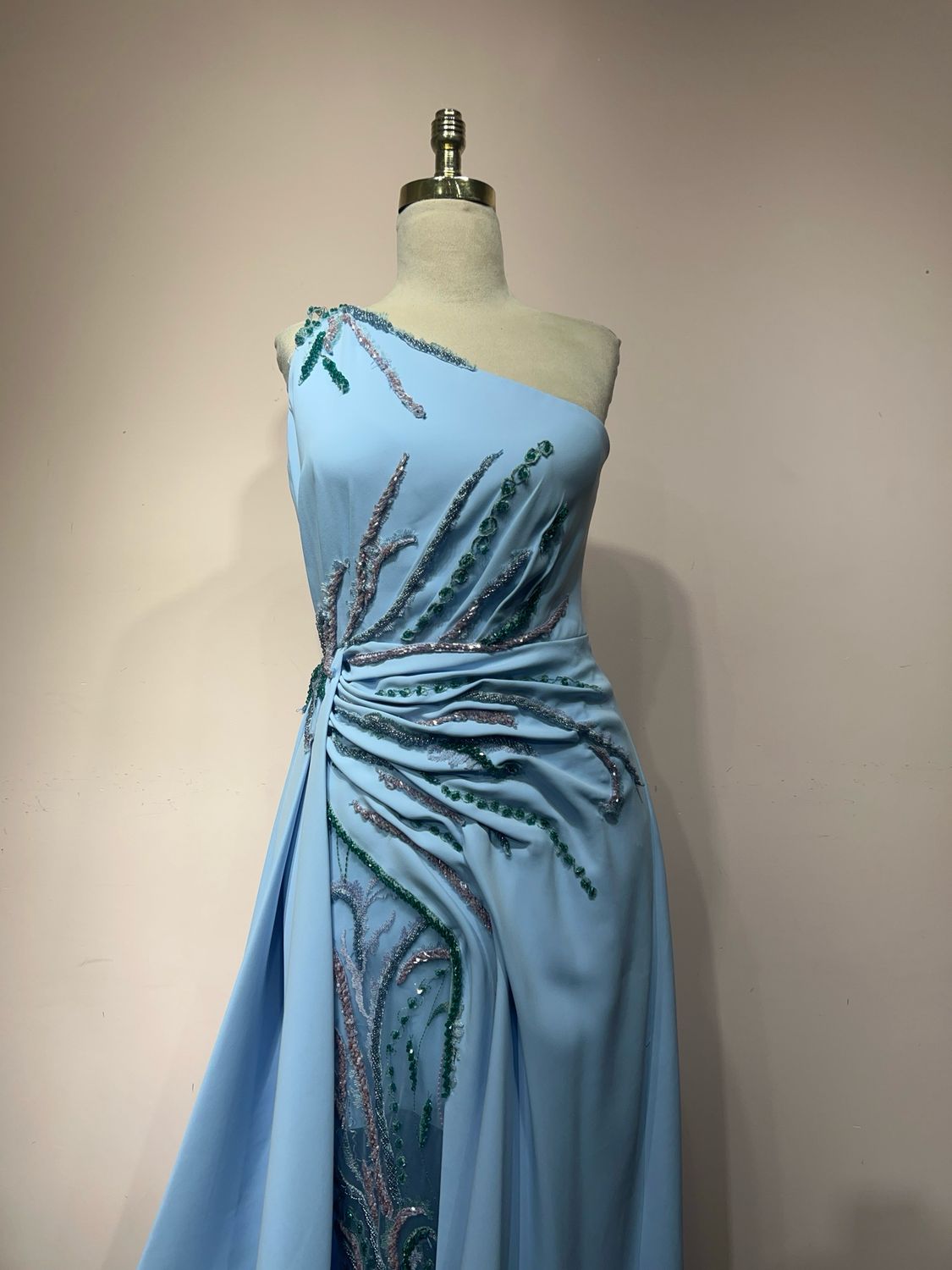 Vestido largo, Celeste, Talla 44
