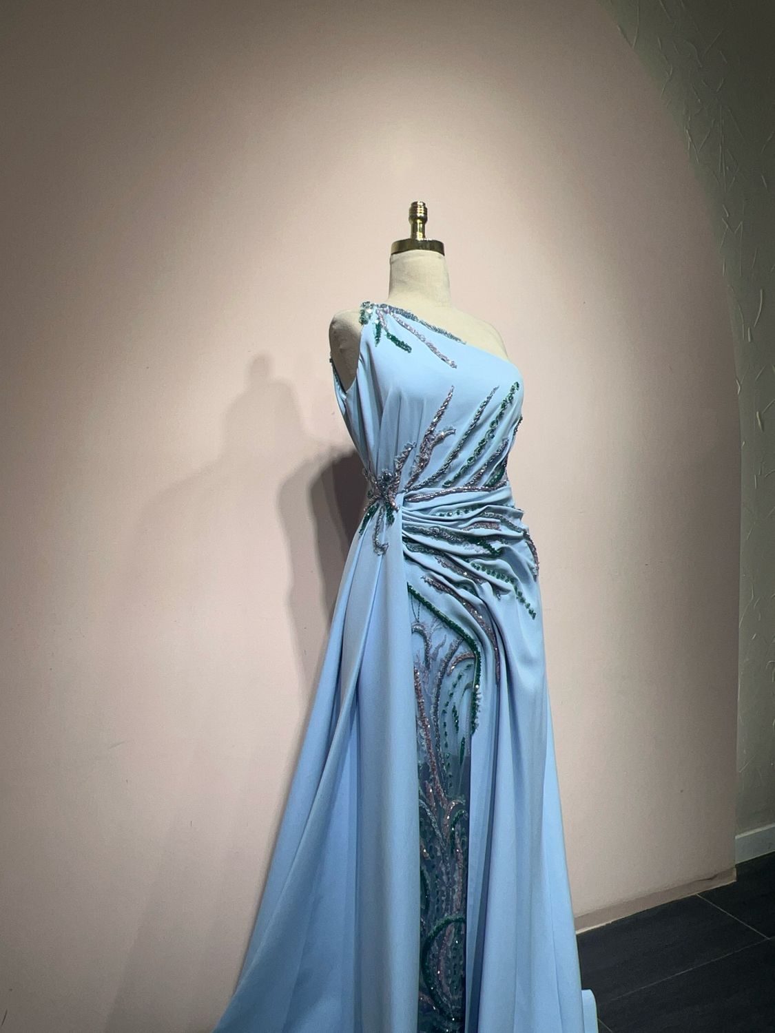 Vestido largo, Celeste, Talla 44