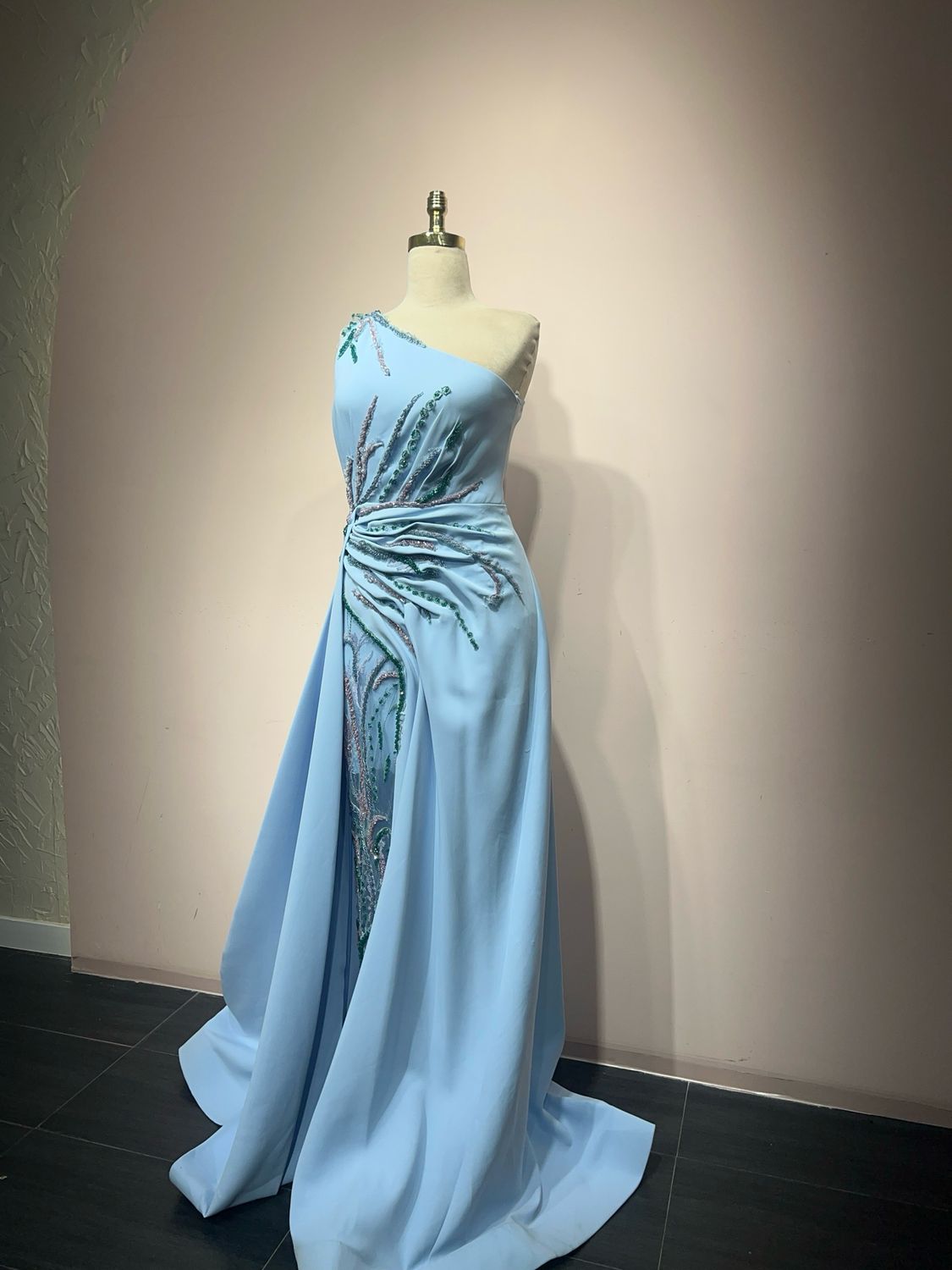 Vestido largo, Celeste, Talla 44