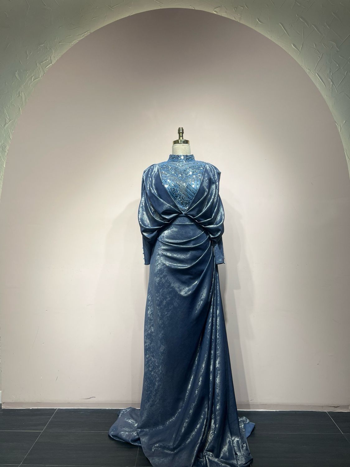 Vestido largo, Azul, Talla 42