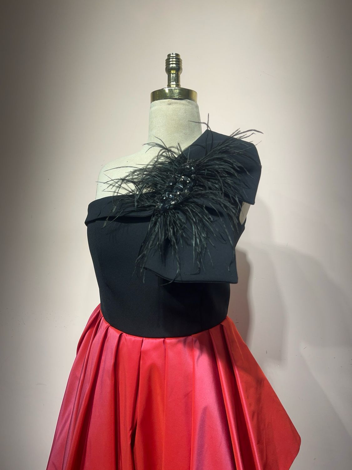 Vestido largo, Rojo/Negro, Talla 44