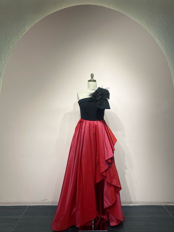 Vestido largo, Rojo/Negro, Talla 44