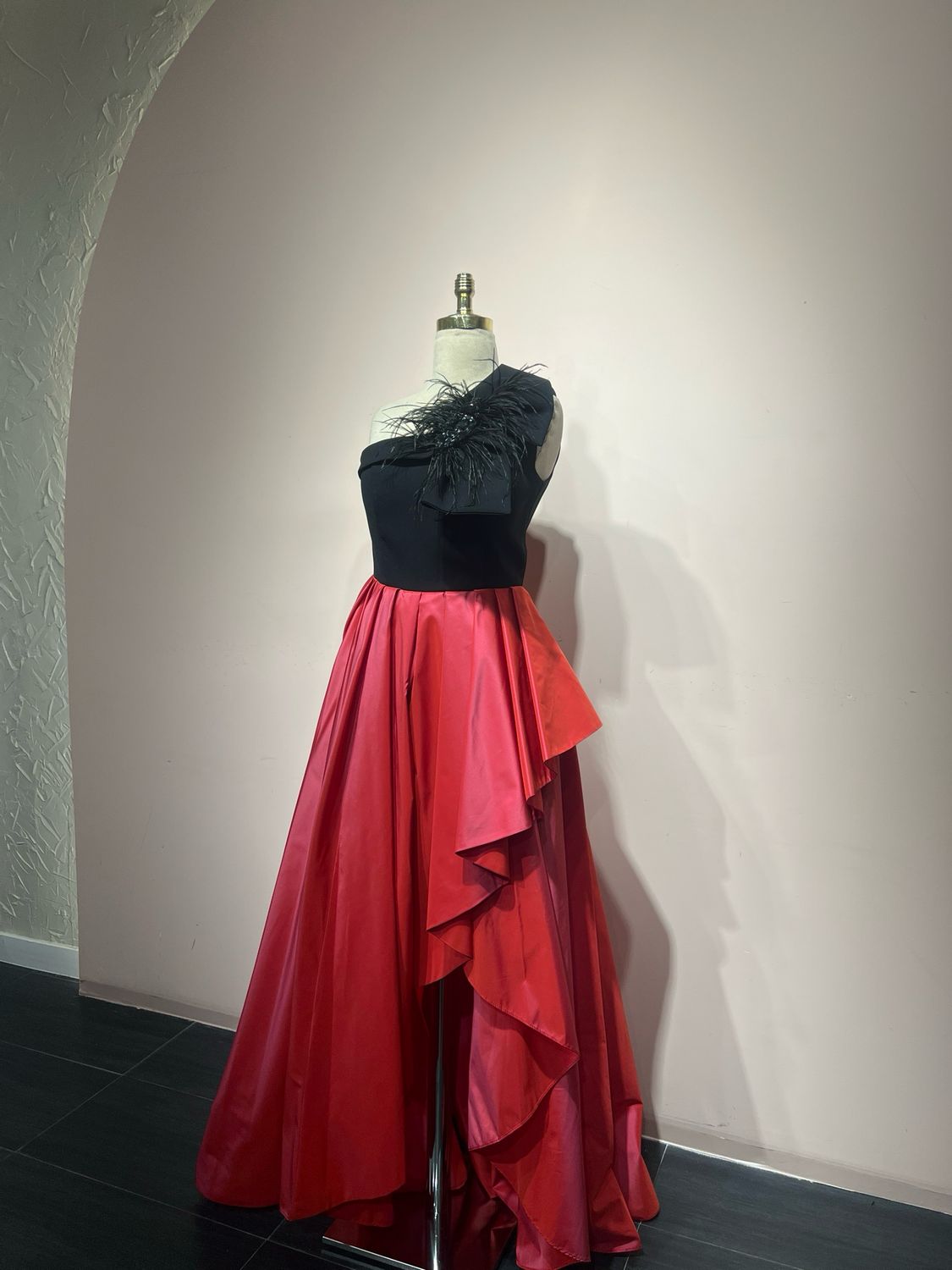 Vestido largo, Rojo/Negro, Talla 44