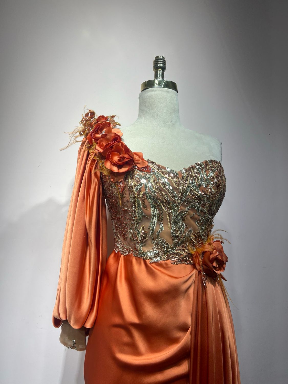 Vestido largo, Anaranjado, Talla 44