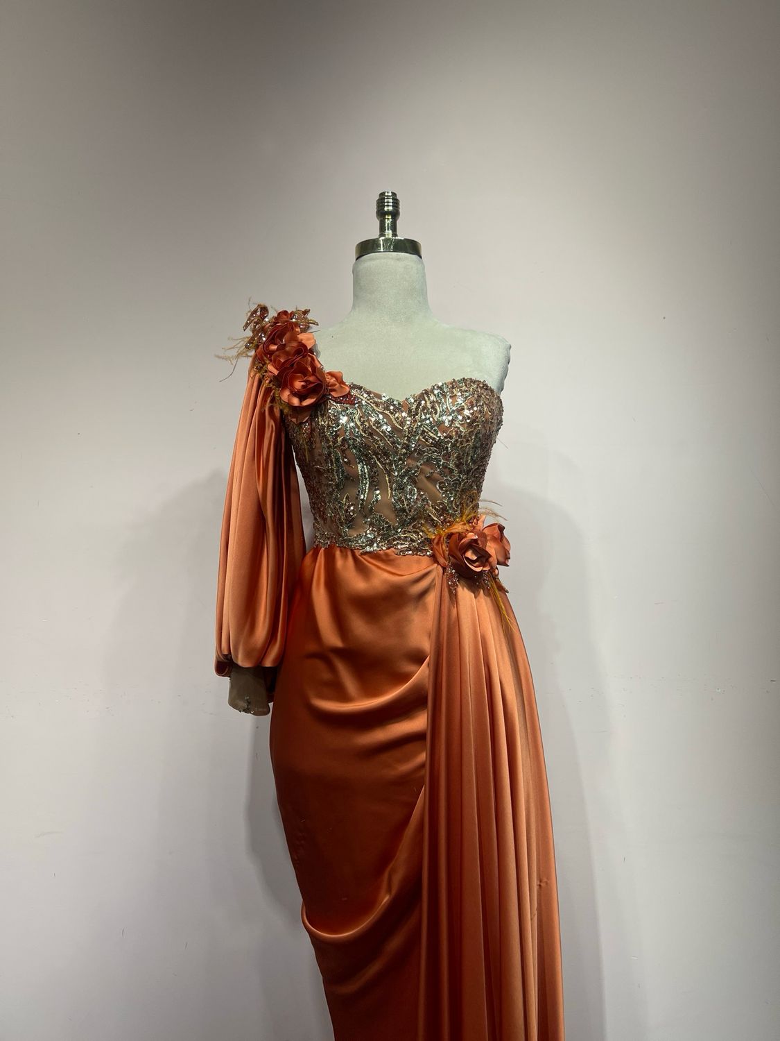 Vestido largo, Anaranjado, Talla 44