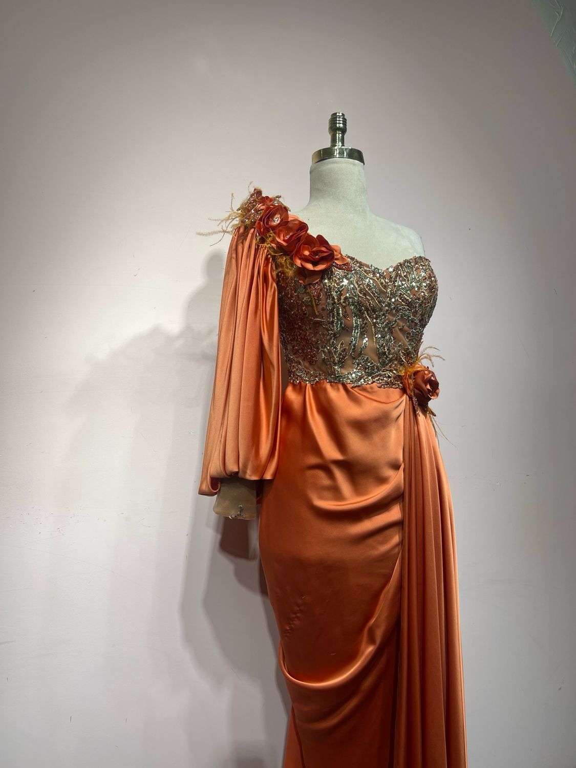 Vestido largo, Anaranjado, Talla 44