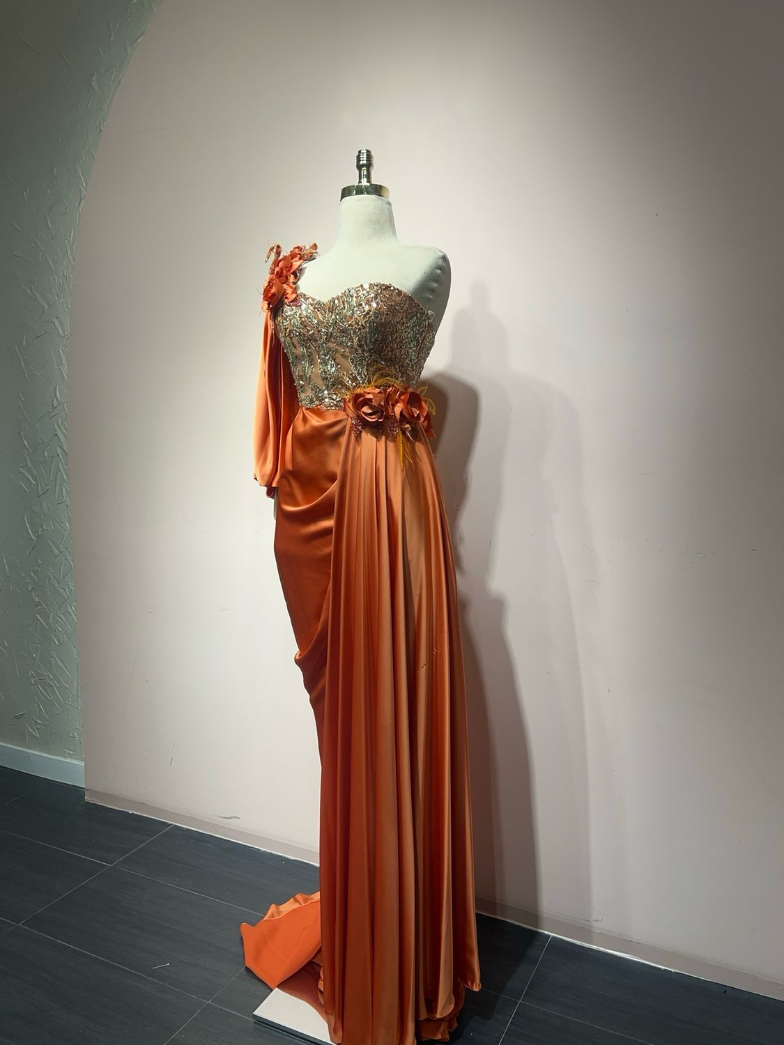 Vestido largo, Anaranjado, Talla 44