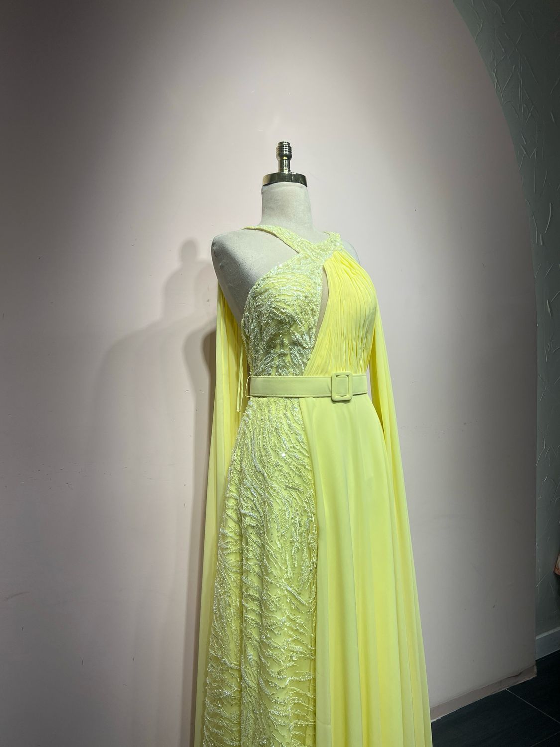 Vestido largo, Amarillo, Talla 12