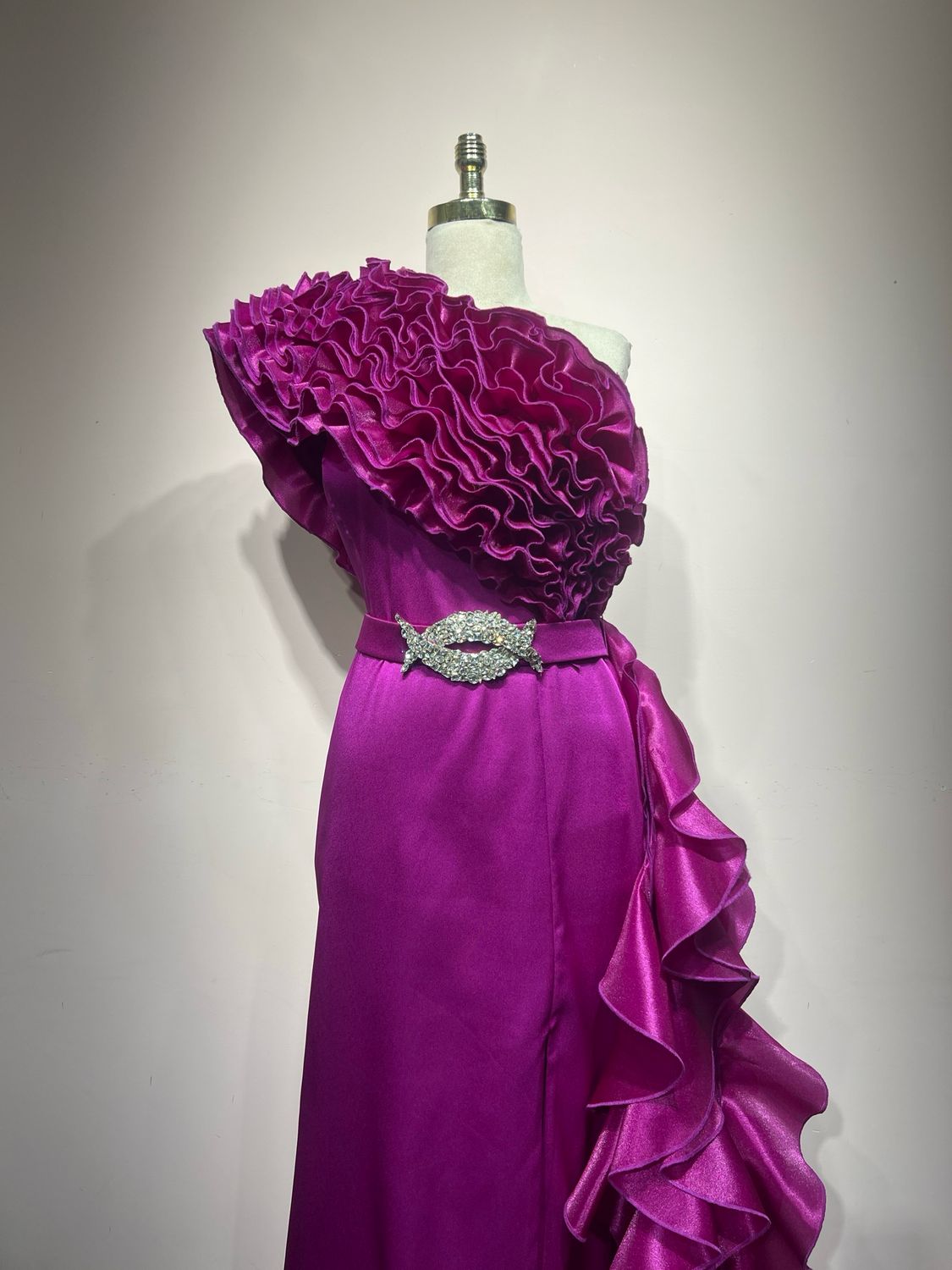 Vestido largo corte recto, Fucsia, Talla 44