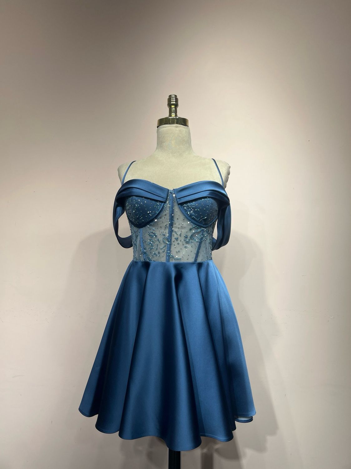 Vestido corto, Azul, Talla 40