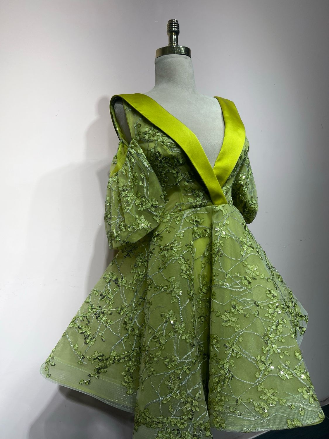 Vestido corto, Verde, Talla 40