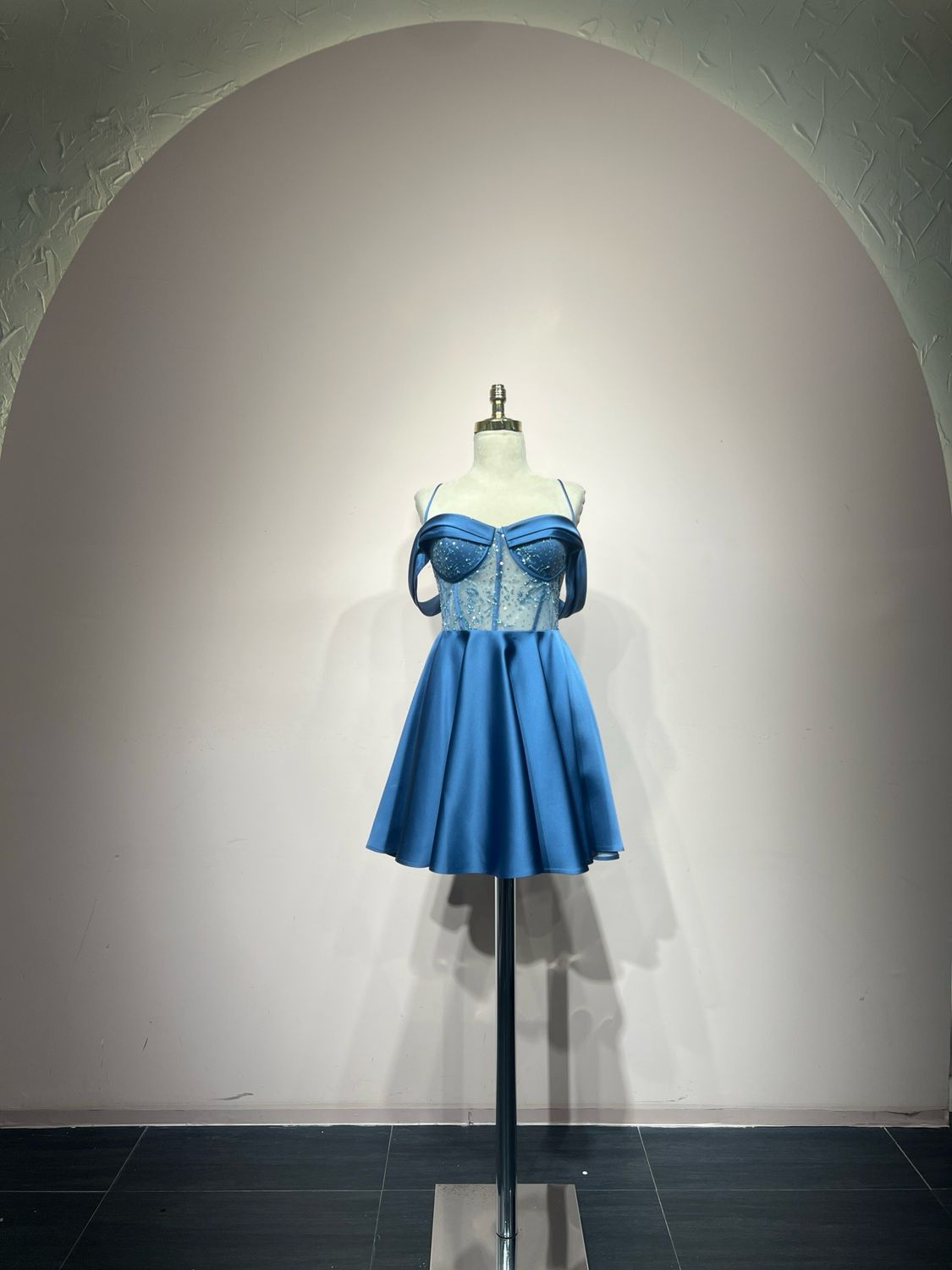 Vestido corto, Azul, Talla 40
